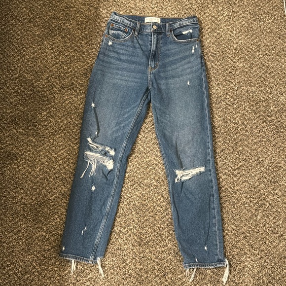 Abercrombie & Fitch Distressed “The Mom High Rise” Jean - Picture 1 of 7